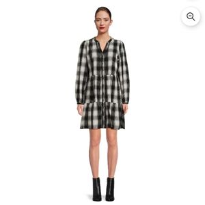 Time and Tru Black and White Plaid Dress
